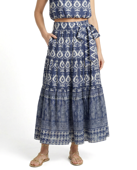 Jenni Tiered Belted Smock Waist Skirt