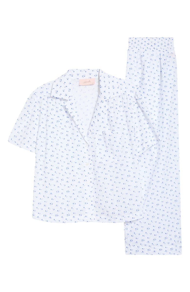 Papinelle Floral Swiss Dot Cotton Crop Pajamas, Alternate, color, Navy Ditsy