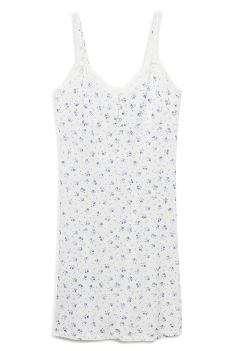 MANGO Floral Lace Trim Nightgown, Main, color, White