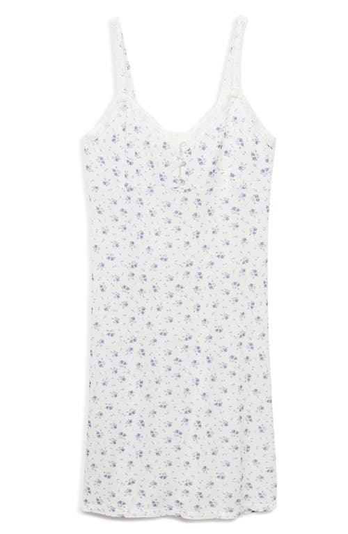 Mango Floral Lace Trim Nightgown In White