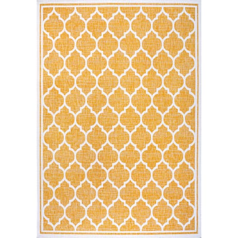 Trebol Moroccan Trellis Textured Weave Indoor/Outdoor Area Rug