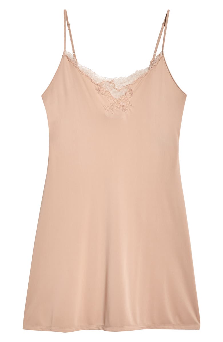 Natori Body Doubles Lace Trim Chemise, Alternate, color, Café