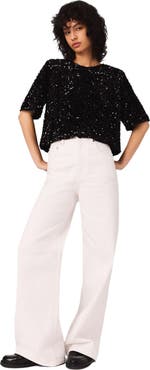 maje Sequinned velvet top