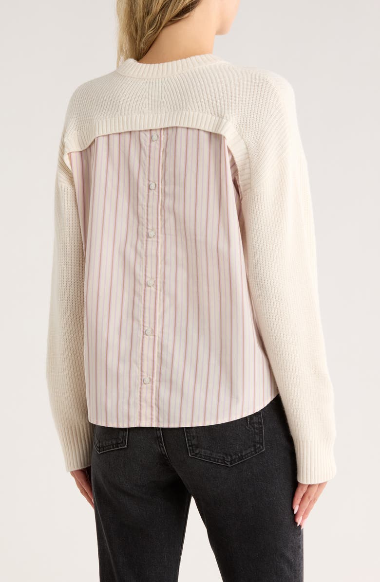 Derek Lam 10 Crosby Lyon Mixed Media Wool Blend Sweater, Alternate, color, Ecru/ Lilac Multi