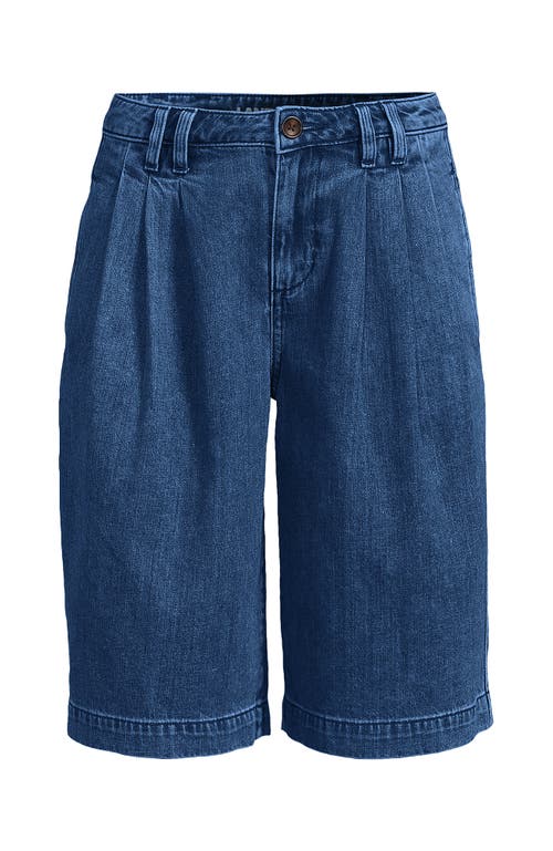 LANDS' END LANDS' END LIGHTWEIGHT DENIM MID RISE PLEATED 12" SLOUCHY SHORTS