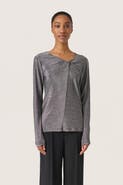 Soaked in Luxury Skylara Knotted Long Sleeve Glitter Top