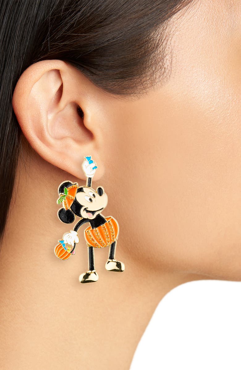 BaubleBar Mickey Mouse Pumpkin Drop Earrings, Alternate, color, Black/ Orange Multi