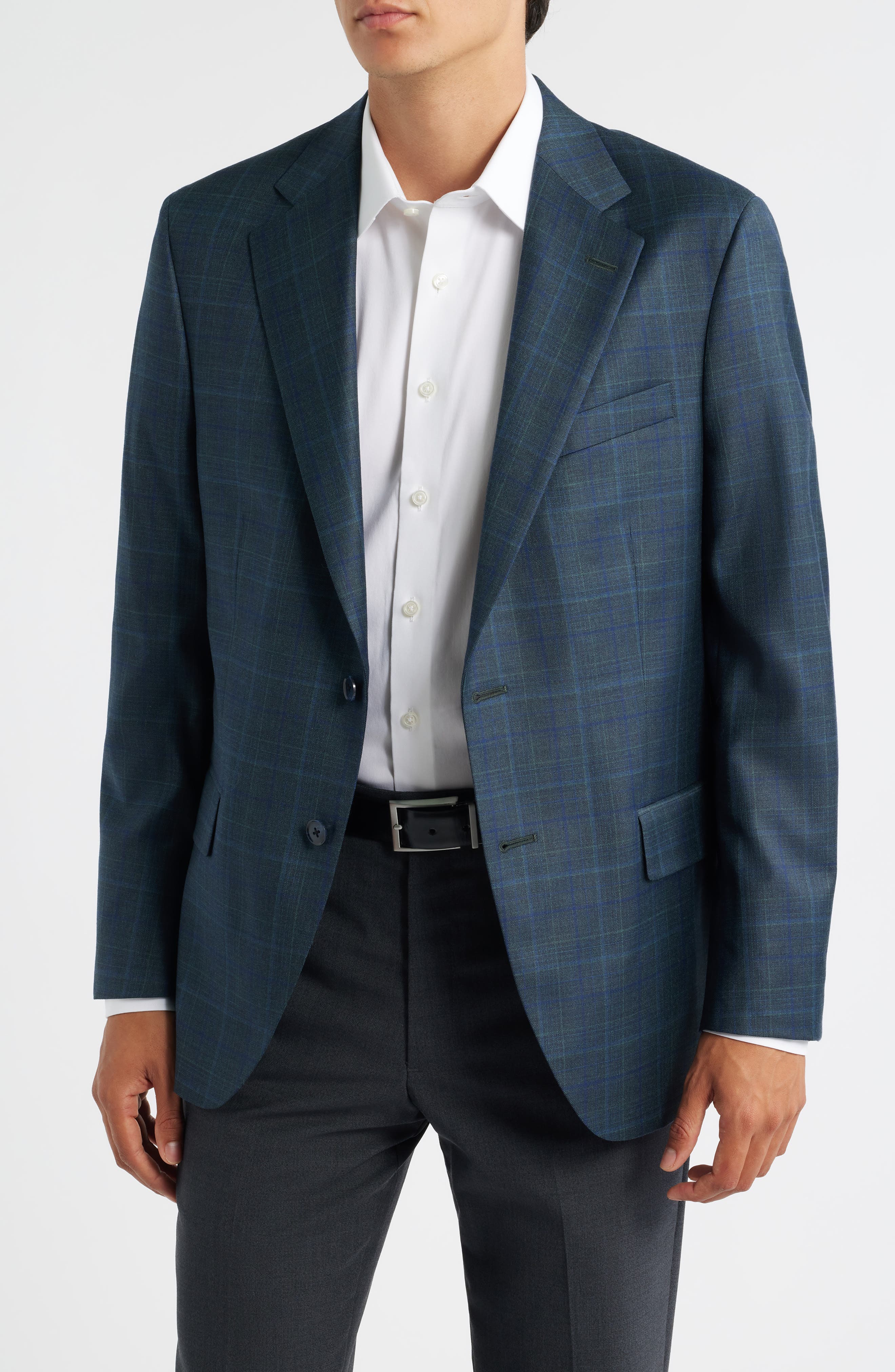 Peter Millar Hartford Classic Fit Green Plaid Wool Sport Coat