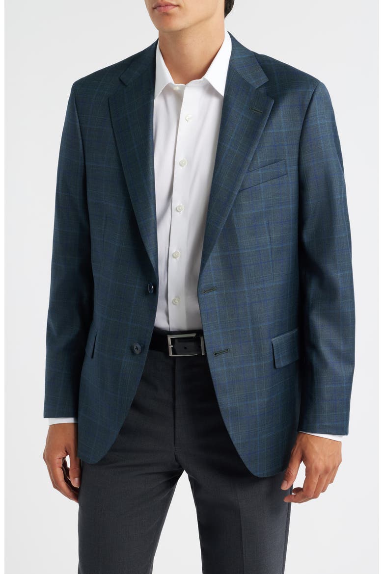 Hartford Classic Fit Green Plaid Wool Sport Coat, Main, color, GREEN