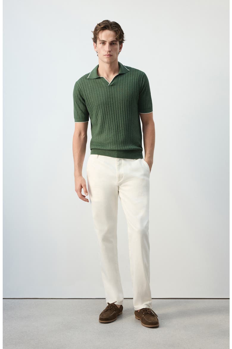 Regular Fit Linen Blend Rib Polo, Alternate, color, FOREST GREEN
