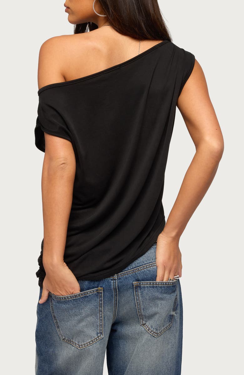 EDIKTED Ofelia One-Shoulder Asymmetric Top, Alternate, color, Black