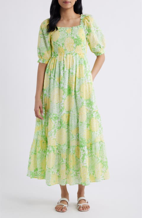 Hadly Floral Print Smocked Dress