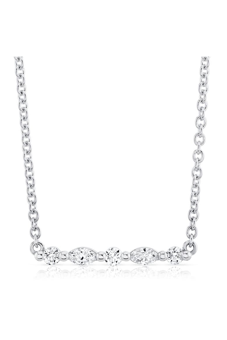 Mini Montage Marquise and Round Cut Diamond Bar Necklace, Alternate, color, 18K Yellow Gold