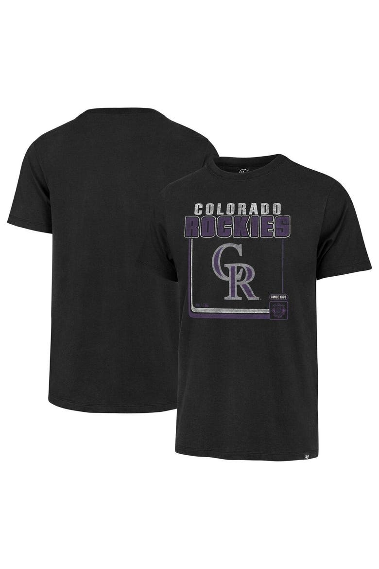 Men's '47  Black Colorado Rockies Cooperstown Collection Borderline Franklin T-Shirt, Main, color, Black