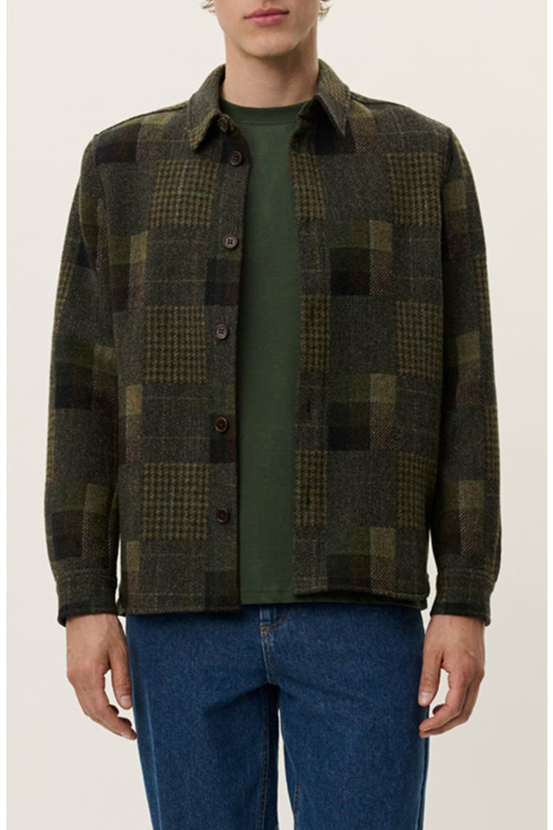 Kody Patchwork Wool Overshirt, Main, color, DUFFEL BAG