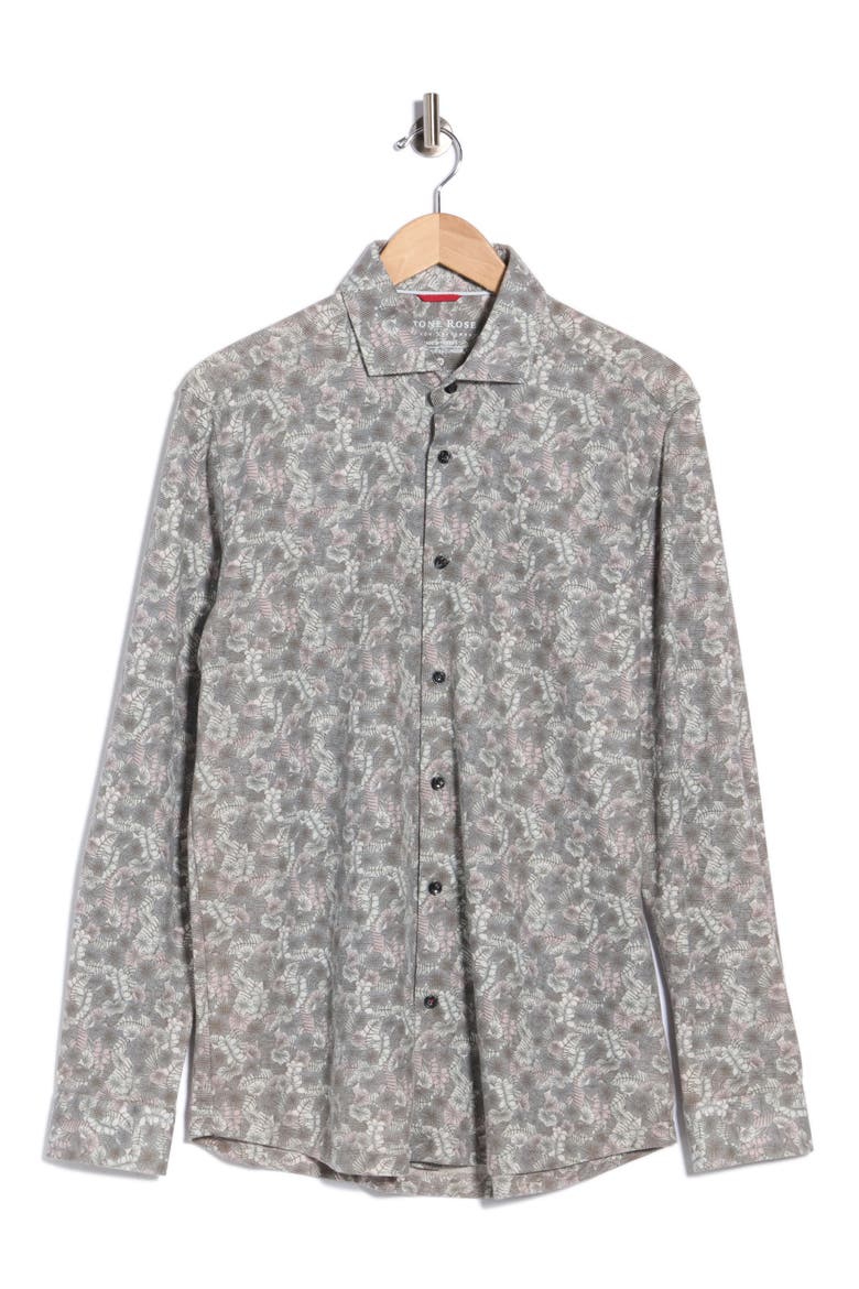 Long Sleeve Printed DryTouch Pique Shirt, Alternate, color, DARK PINK