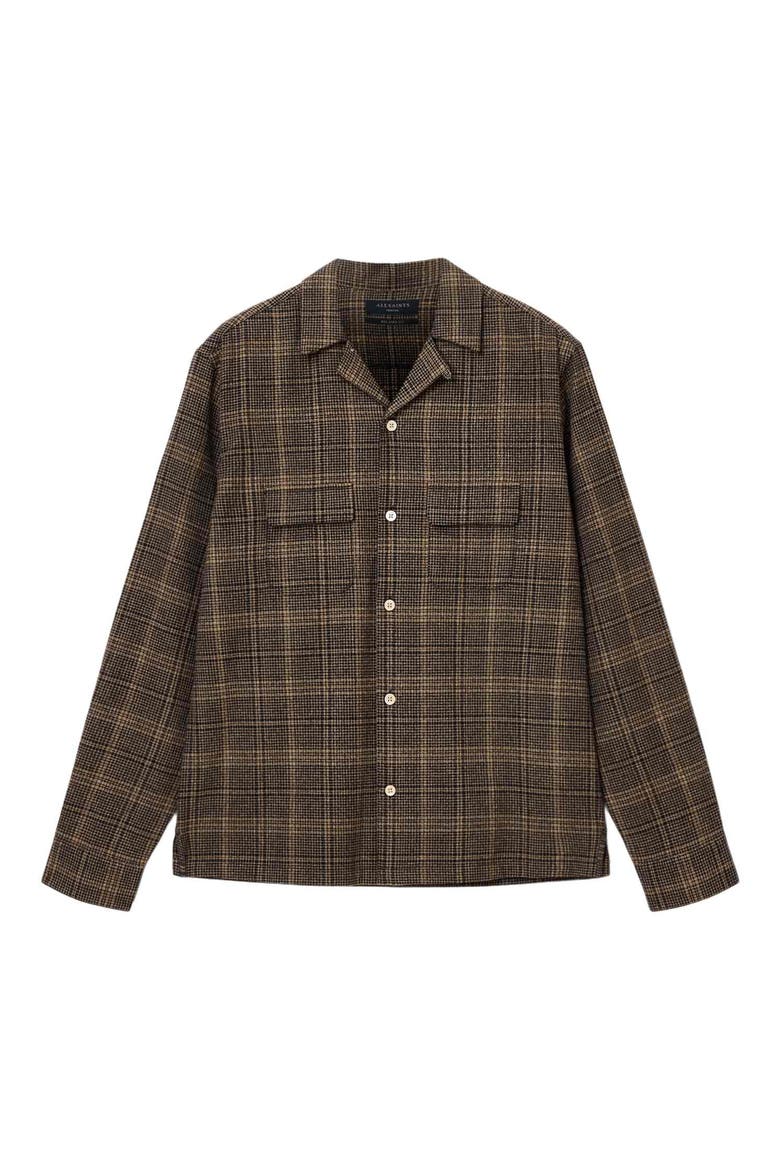 Saru Plaid Cotton Button-Up Shirt, Alternate, color, BLACK/ BROWN