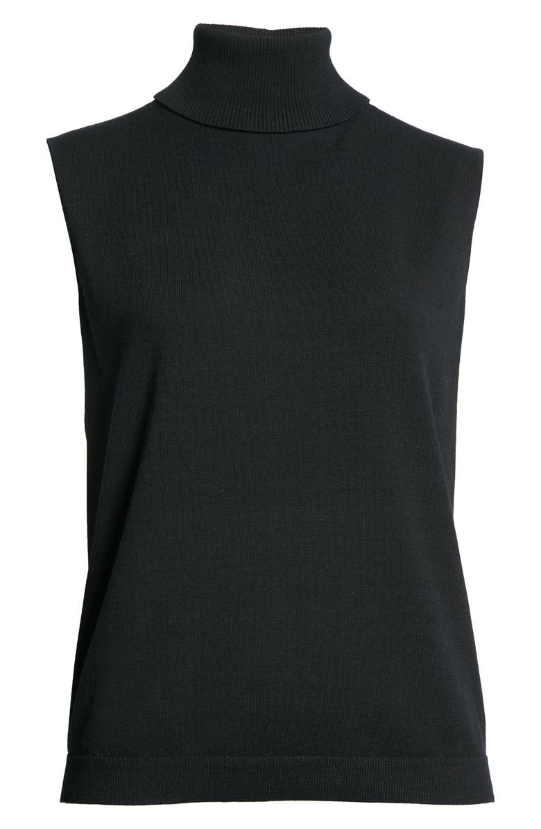 Lafayette 148 New York Sleeveless Turtleneck Matte Crepe Top, Alternate, color,