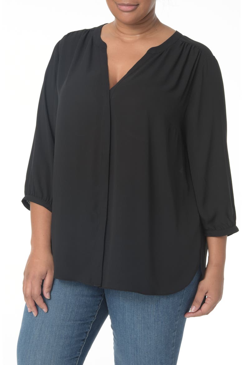 Semisheer Pintuck Blouse, Main, color, BLACK