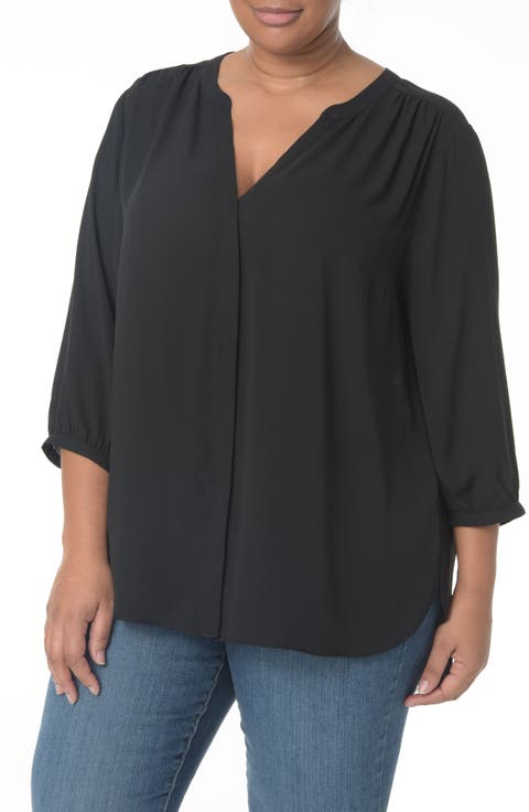 Semisheer Pintuck Blouse (Plus Size)