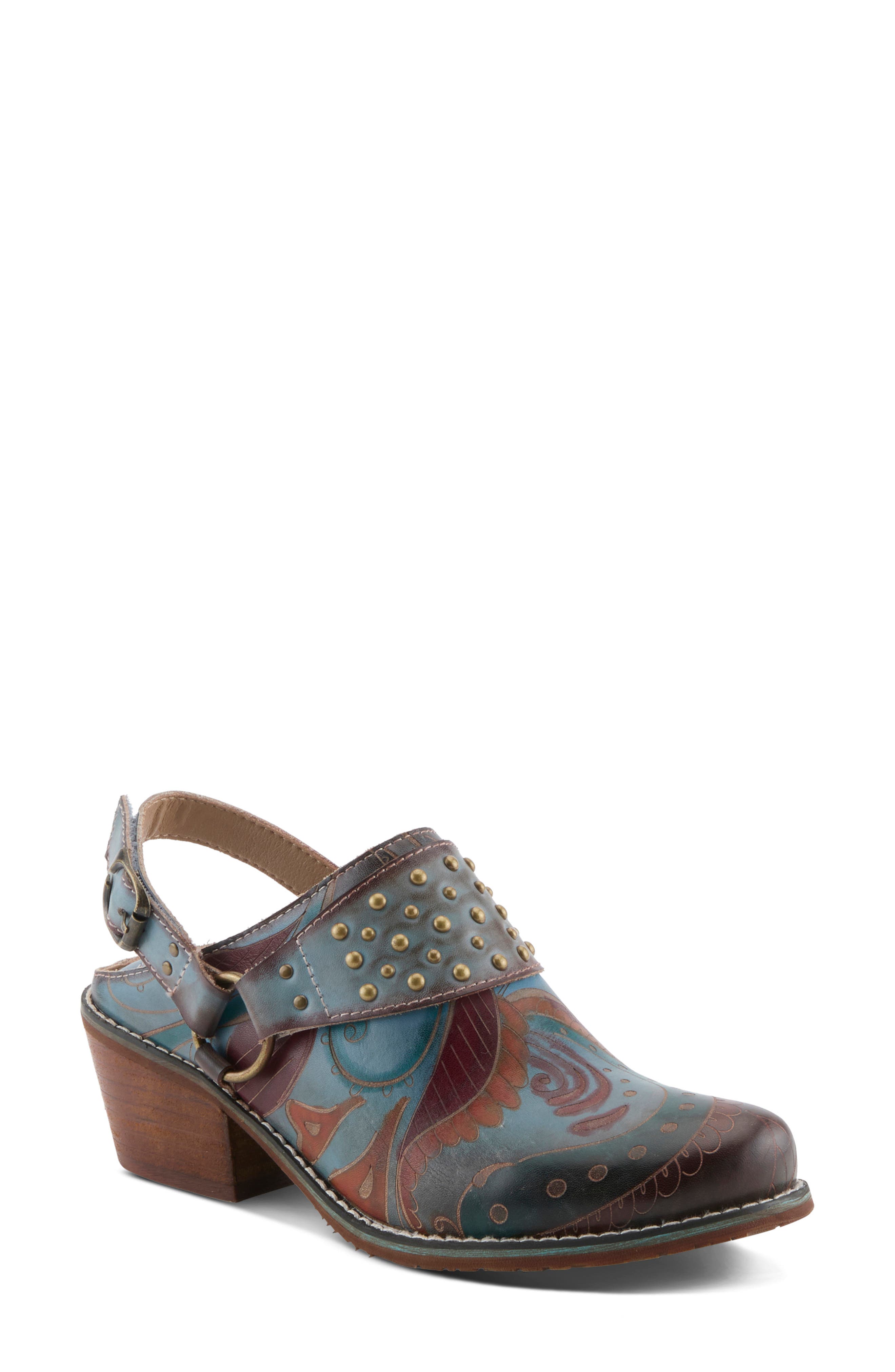 Daytona Studded Slingback Mule, Main, color, BLUE MULTI