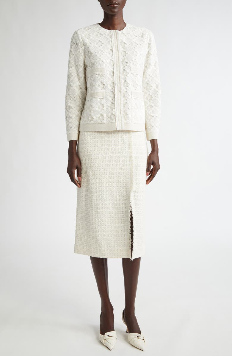 ST. JOHN Tweed Pencil Skirt, Alternate, color, Ecru