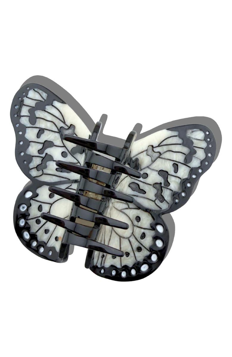 Solar Eclipse Paper Kite Butterfly Hair Claw Clip, Alternate, color, Black/ Cream