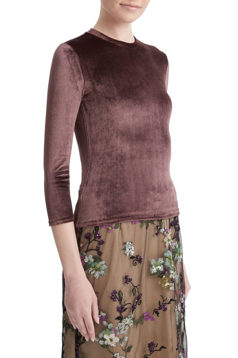 Velour Crewneck Top, Main, color, BLACK FIG