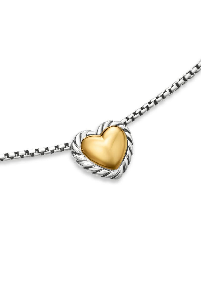 David Yurman Cable Cookie Classic Heart Necklace with 18K Yellow Gold, Alternate, color, Silver