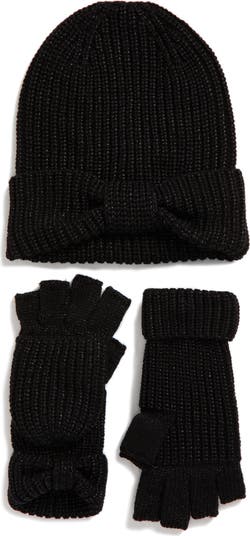 Kate Spade New York Metallic Bow Beanie Silver OS Nordstrom New! Kate Spade New York bow beanie & scarf gift box set  main image 4