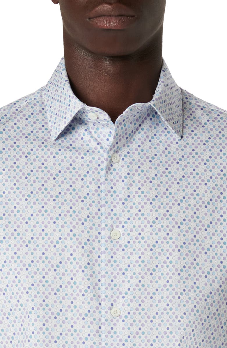 Bugatchi Miles OoohCotton<sup>®</sup> Mixed Dot Short Sleeve Button-Up Shirt, Alternate, color, 