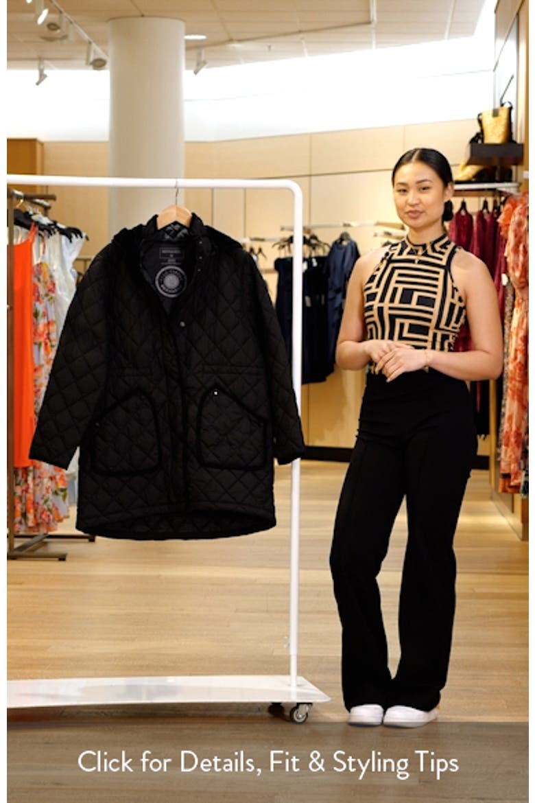 Diamond Quilted Hooded Puffer Coat video