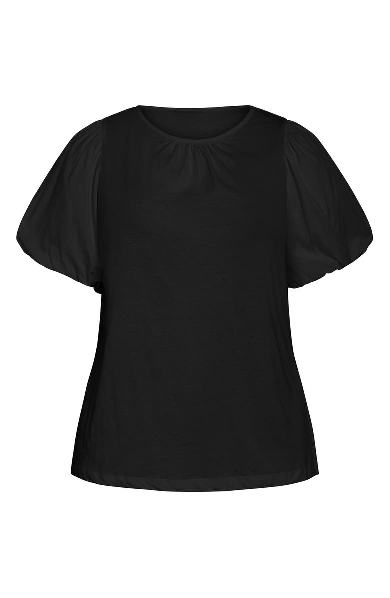 City Chic Leona Puff Sleeve Top, Alternate, color, Black
