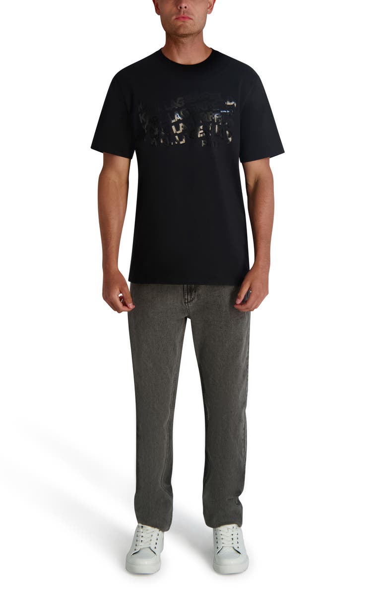 KARL LAGERFELD PARIS Wavy Logo Graphic T-Shirt, Alternate, color, Black