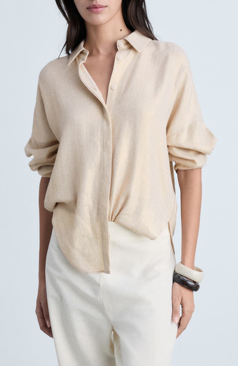 MANGO Drop Shoulder Button-Up Shirt, Main, color, 