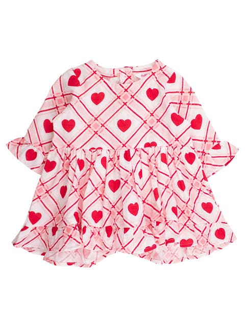 Cotton Gauze High Low Ruffle Tunic