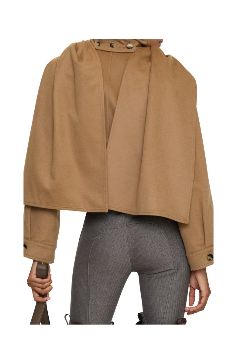 Burberry Detachable Scarf Cashmere Jacket, Alternate, color, Fawn Melange