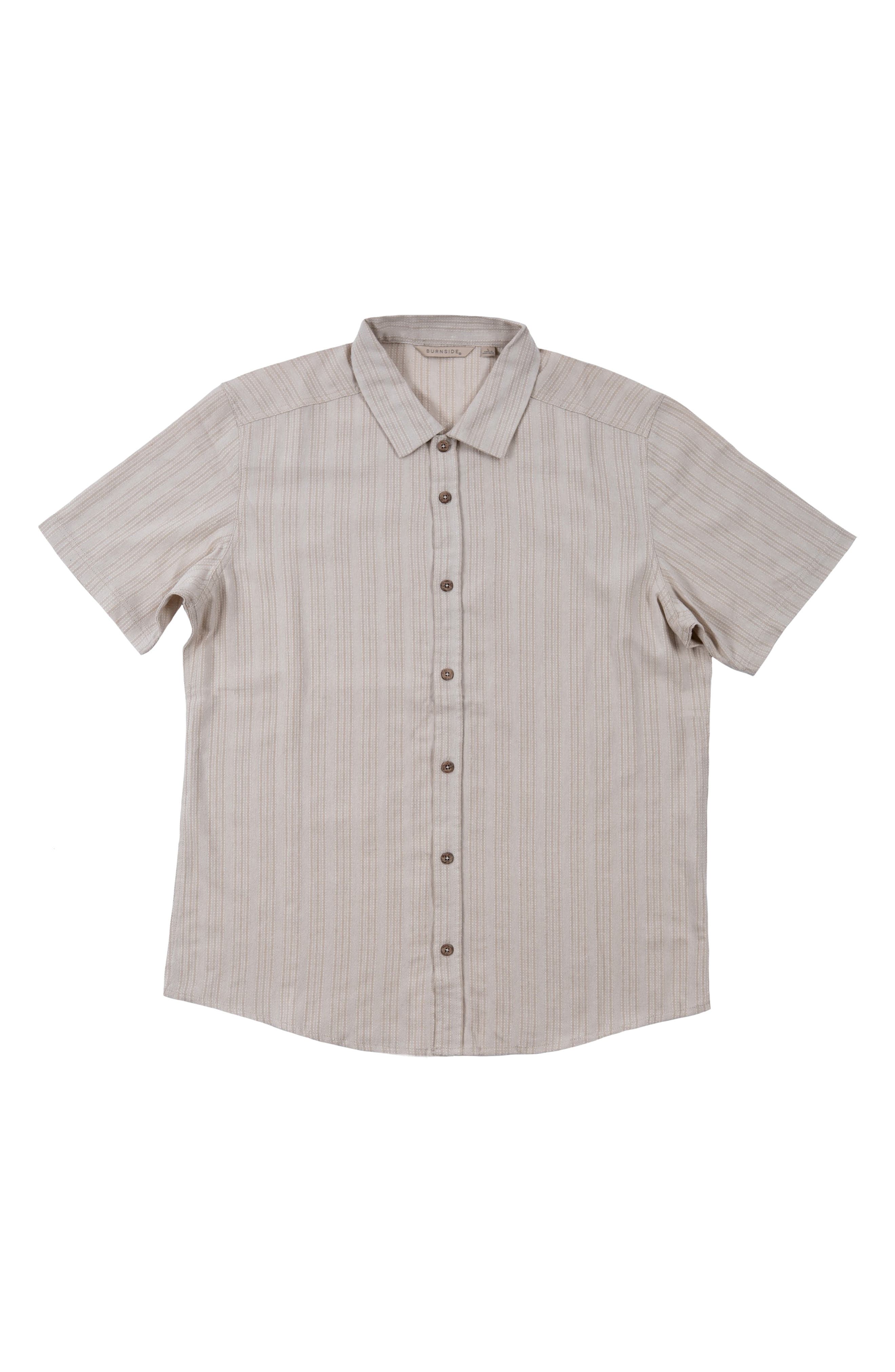 BURNSIDE Linen Blend Button-Up Shirt
