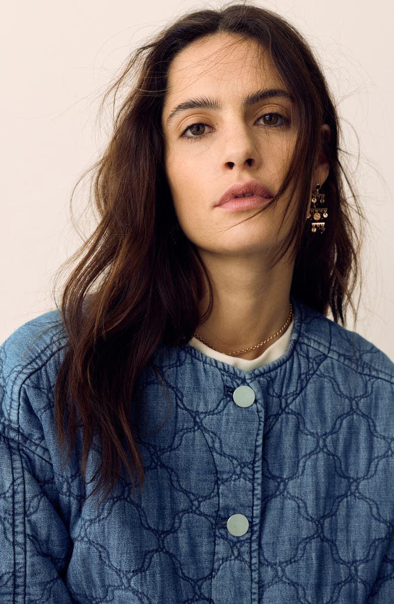 PER UNA BY M&S Quilted Denim Jacket, Alternate, color, Light Indigo Blue