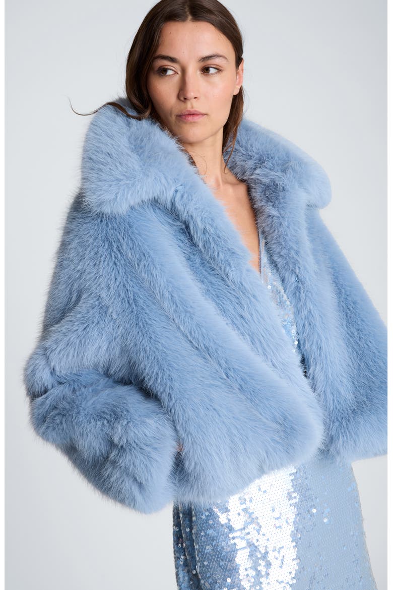 Faux Fur Cropped Jacket, Alternate, color, SERENE BLUE