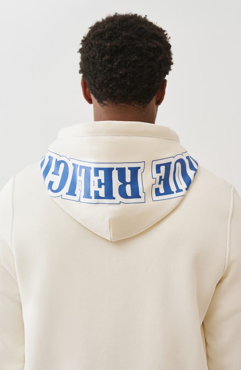 True Religion Buddha Icon Zip Hoodie, Alternate, color, Winter White