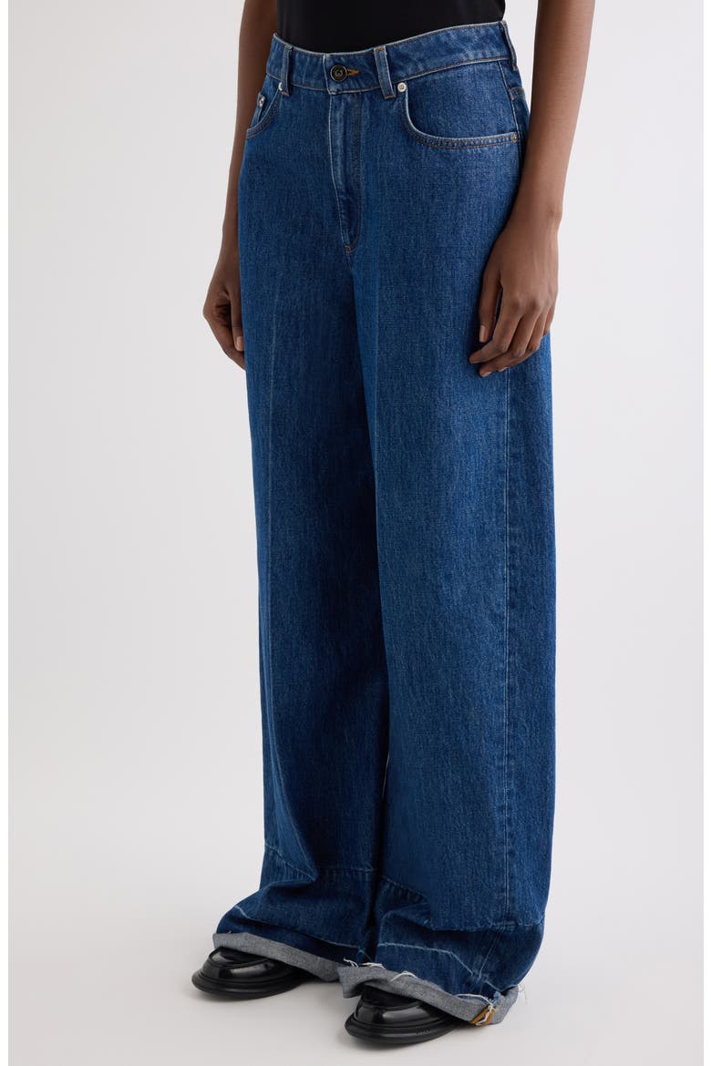 Raw Edge Wide Leg Denim Jeans, Alternate, color, MEDIUM BLUE