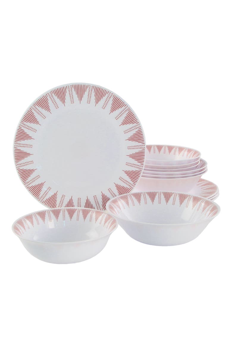 Ultra By Gibson Piper Point 12 Piece Opal Glass Dinnerware Set, Main, color, White