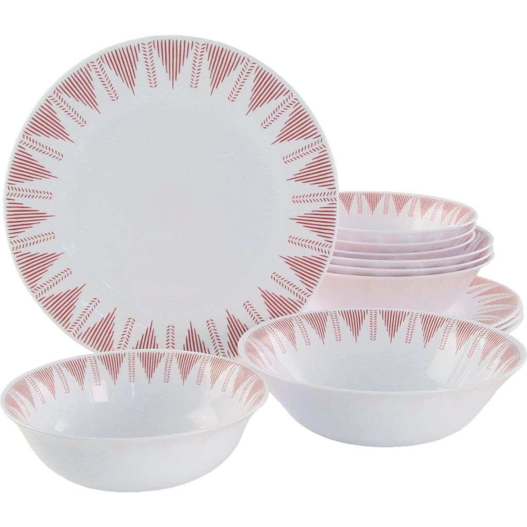Ultra By Gibson Piper Point 12 Piece Opal Glass Dinnerware Set In White