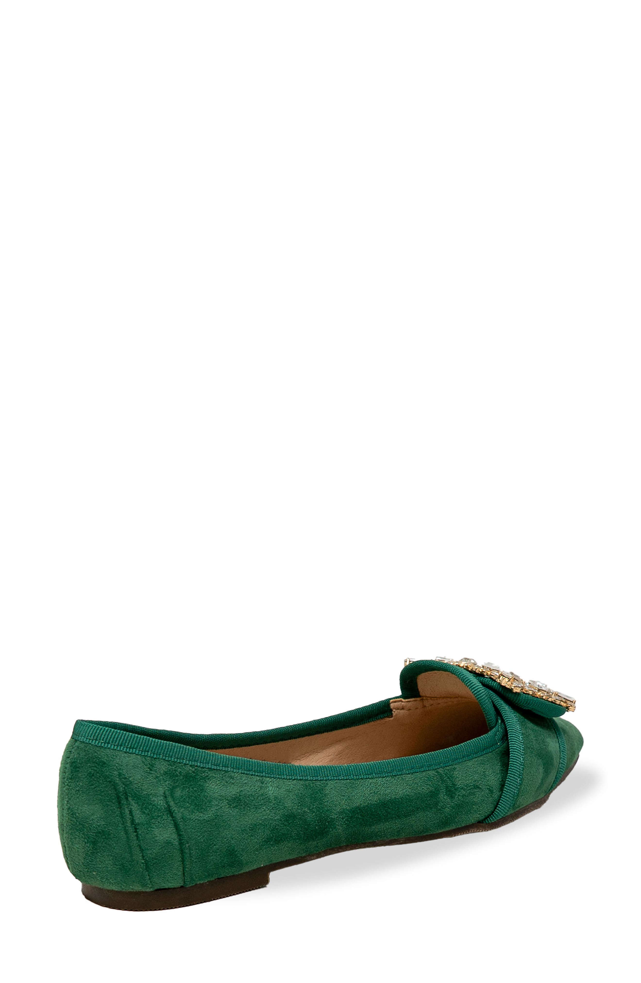 CHASE AND CHLOE Embellished Pointed Toe Flat, Alternate, color, Emerald