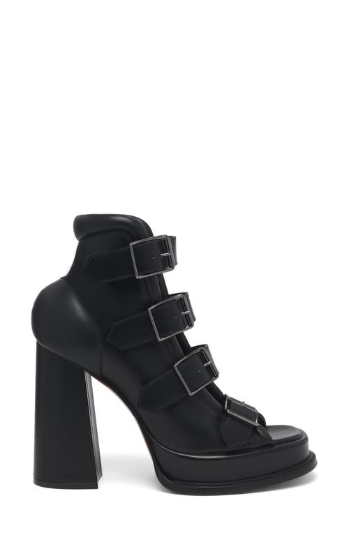 Alexander Mcqueen Buckled Leather Sandals In Black/brunito