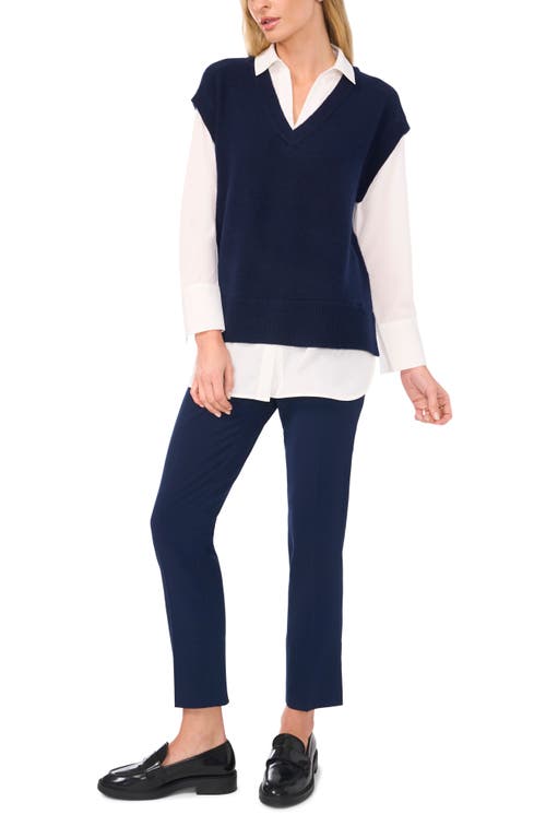 Halogen ® Layered Look Sweater Vest In Classic Navy Blue