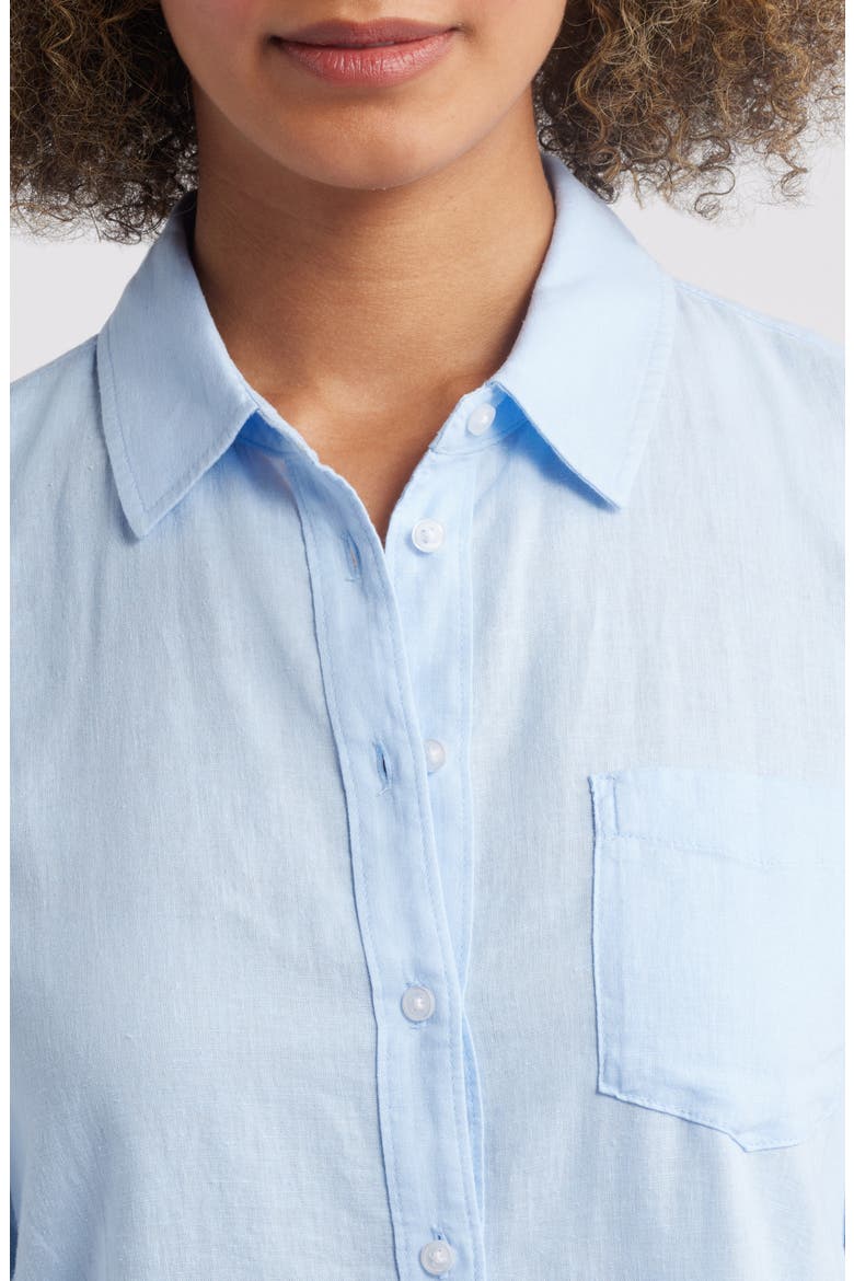 Linen Blend Button-Up Shirt, Alternate, color, BLUE WINDSURFER