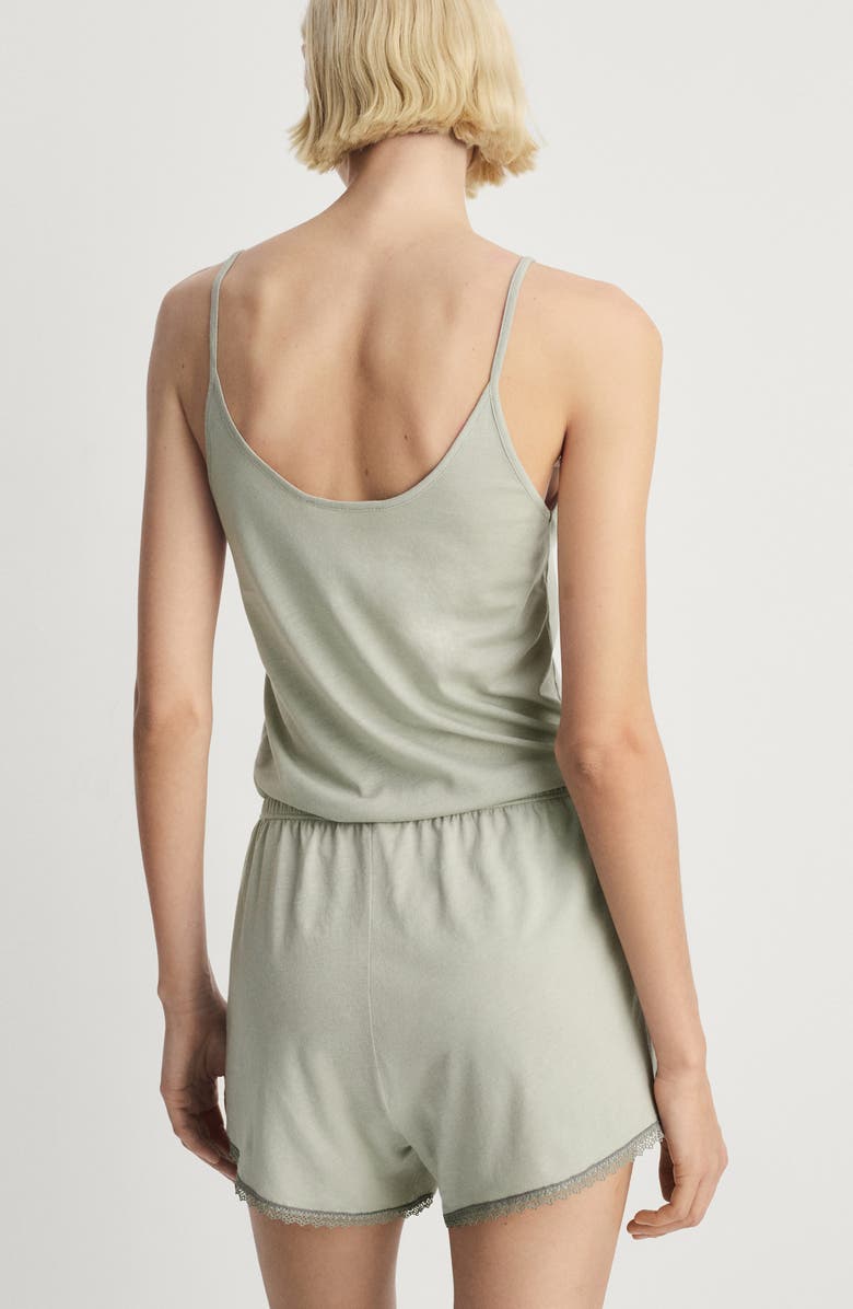 MANGO Lace Trim Cotton & Modal Pajama Shorts, Alternate, color, Aqua Green