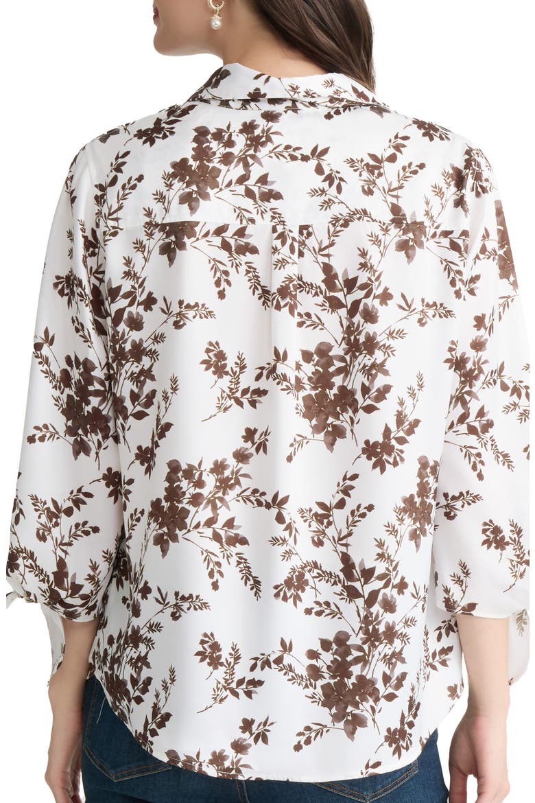 Floral Tie Sleeve Button-Up Shirt, Alternate, color, WHITE SAND MULTI